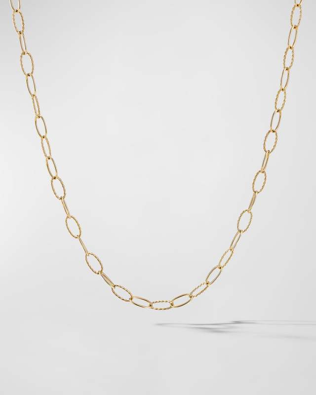 Elongated Oval Link Necklace in 18K Gold, 6mm, 36"L